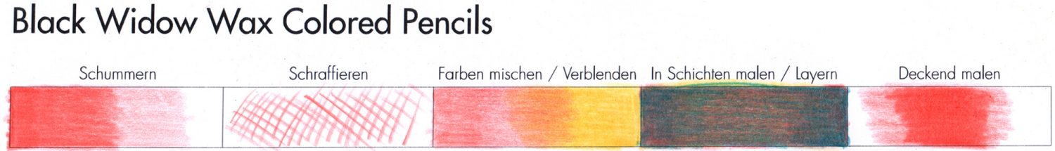 Buntstifttests: Praxis Techniken Black Widow wax coloured pencils