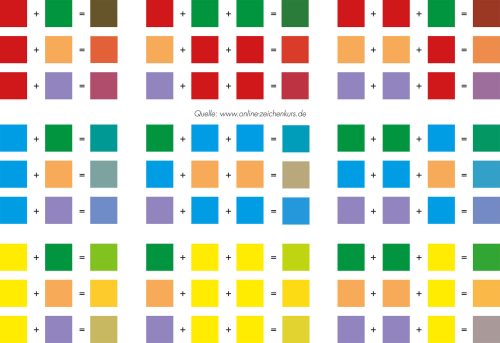Buntstifttechnik Farben mischen - Viele Farben in wenig Stiften