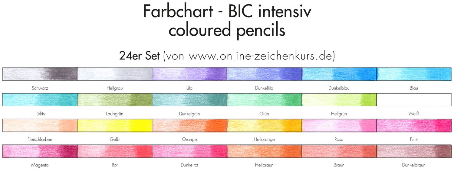 BIC Intensiv Buntstifte Farbchart 24er Set ausgefüllt