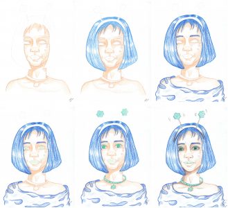 Portrait zeichnen - Kolorierung in einzelnen Schritten