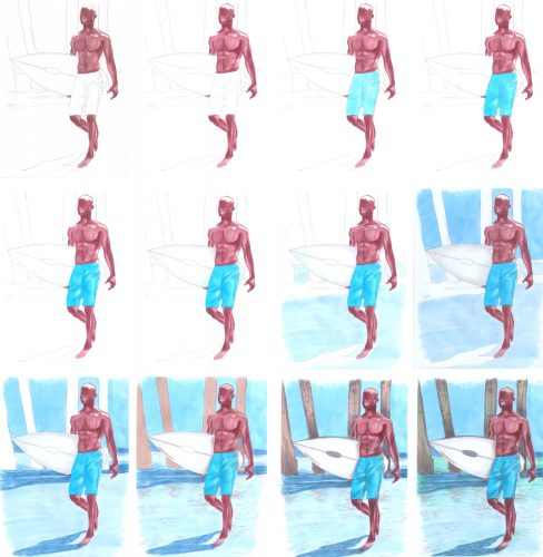 Surfer mit Markern malen