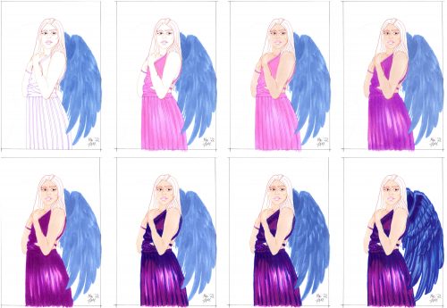 Engel zeichnen mit Promarker brush