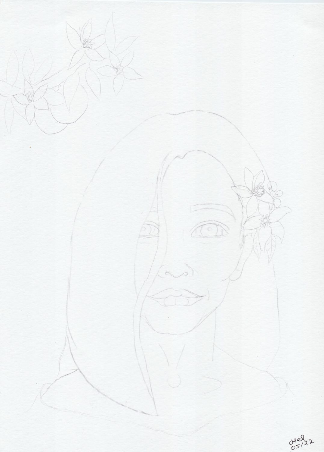 Medusa's Blumenportrait: Portrait zeichnen - Bleistiftskizze