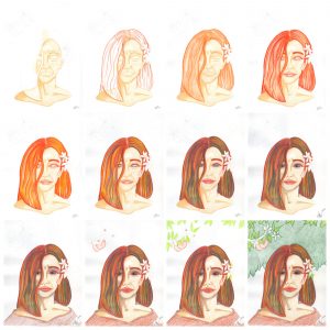 Buntstiftkolorierung Portrait zeichnen - Einzelne Schritte