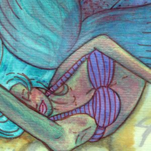 Meerjungfrau Mixed Media-Art - fertige Malerei