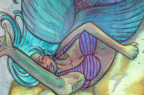 Meerjungfrau Mixed Media-Art - fertige Malerei