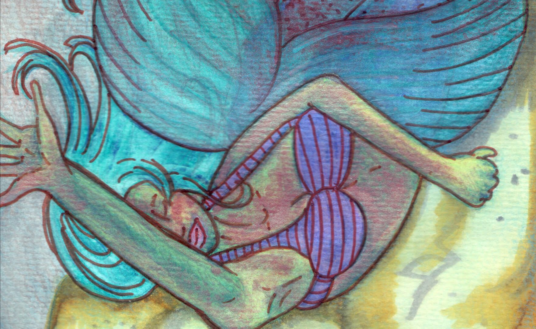 Meerjungfrau Mixed Media-Art - fertige Malerei