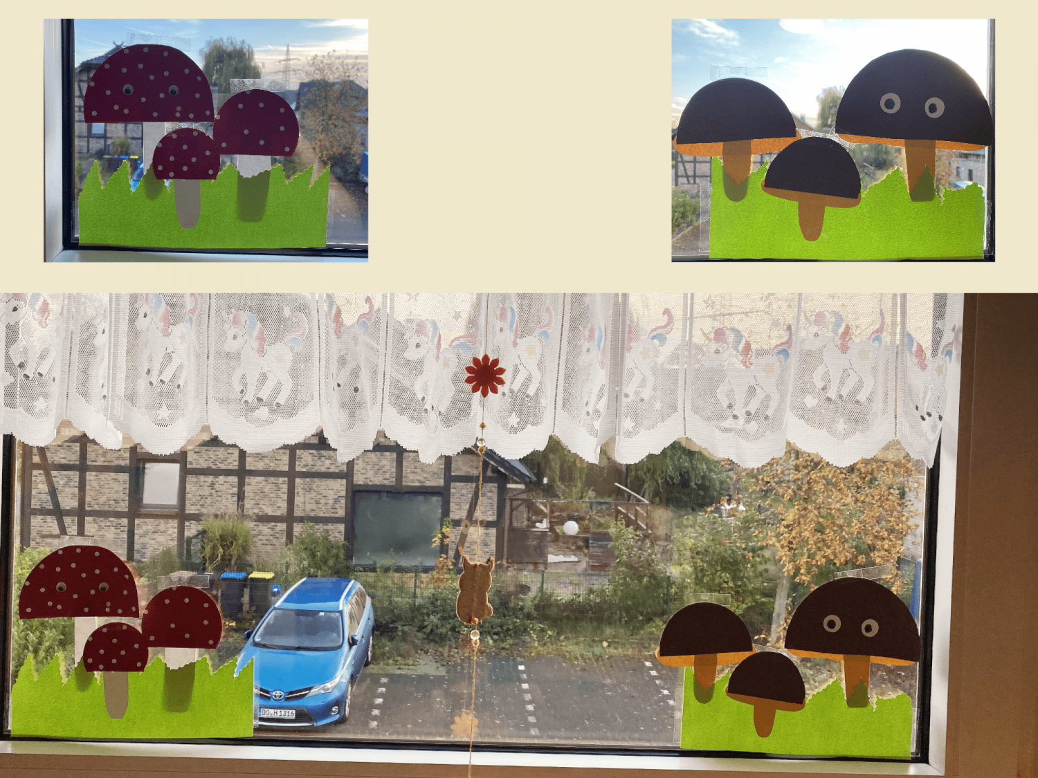 DIY: Pilze Fensterbilder basteln - am Fenster