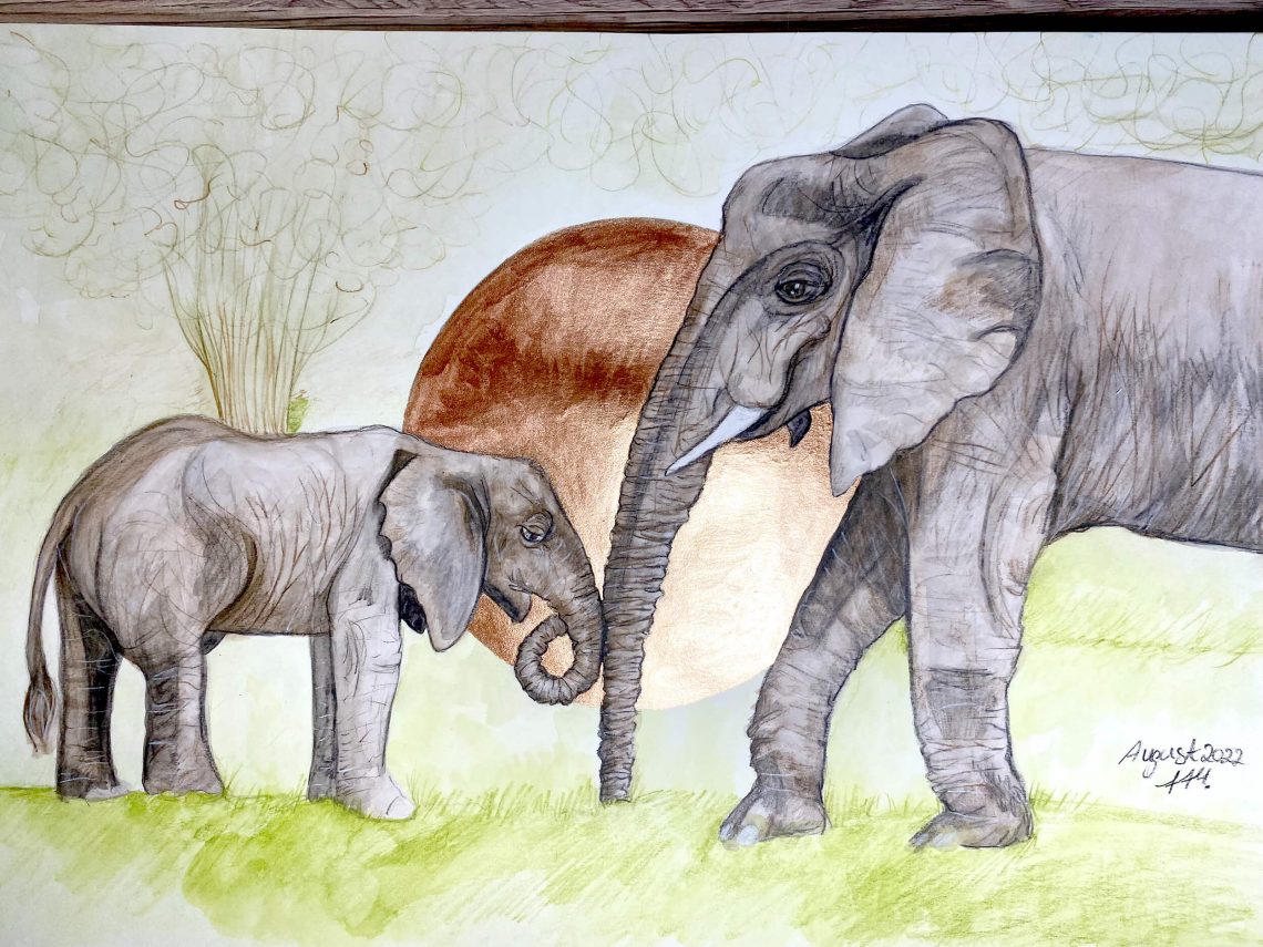 Fertige Elefant Aquarellmalerei