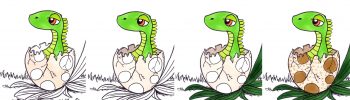 Dinosaurier Baby im Ei mit Markern malen Schritt für Schritt