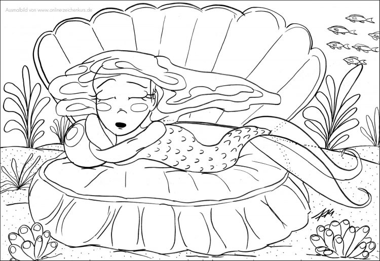 5 Meerjungfrauen Ausmalbilder für Kinder