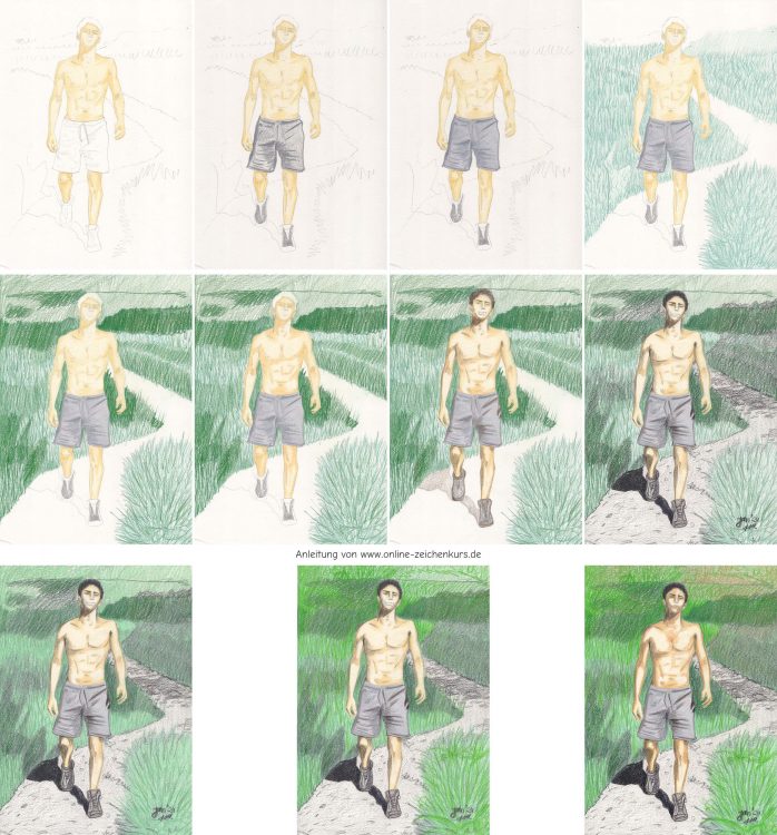 Wanderer zeichnen mit Coloursoft Buntstiften