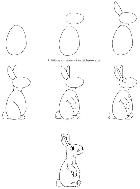 Osterhase sitzt Zeichentutorial