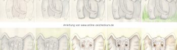 Comic Elefant Aquarellkolorierung Schritt für Schritt