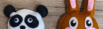 Pandakissen basteln / nähen - Panda & Hase fertig