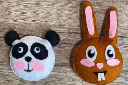 Pandakissen basteln / nähen - Panda & Hase fertig