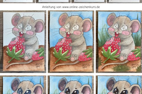 Schritt-für-Schritt Anleitung: Maus mit Erdbeere kolorieren – für Kinder und Anfänger