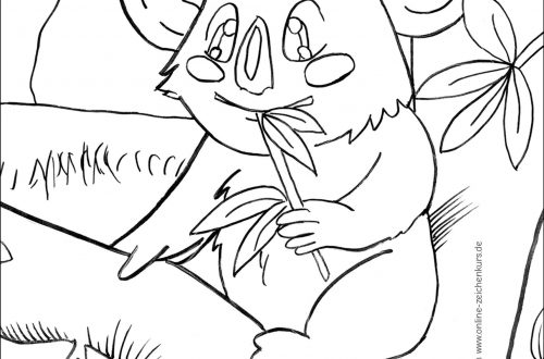 Ein Koala sitzt auf einem Ast im Baum und frisst Eukalyptusblätter, umgeben von Zweigen und Blättern