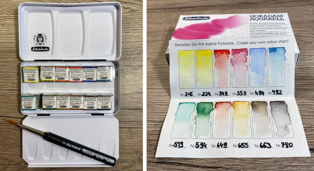 Schmincke Horadam AQUARELL Malkasten mit Farbkarte