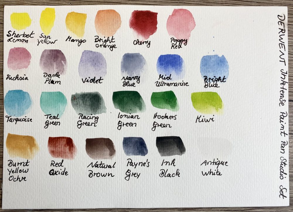 DERWENT Inktense Paint Pan Studio Set Farbchart