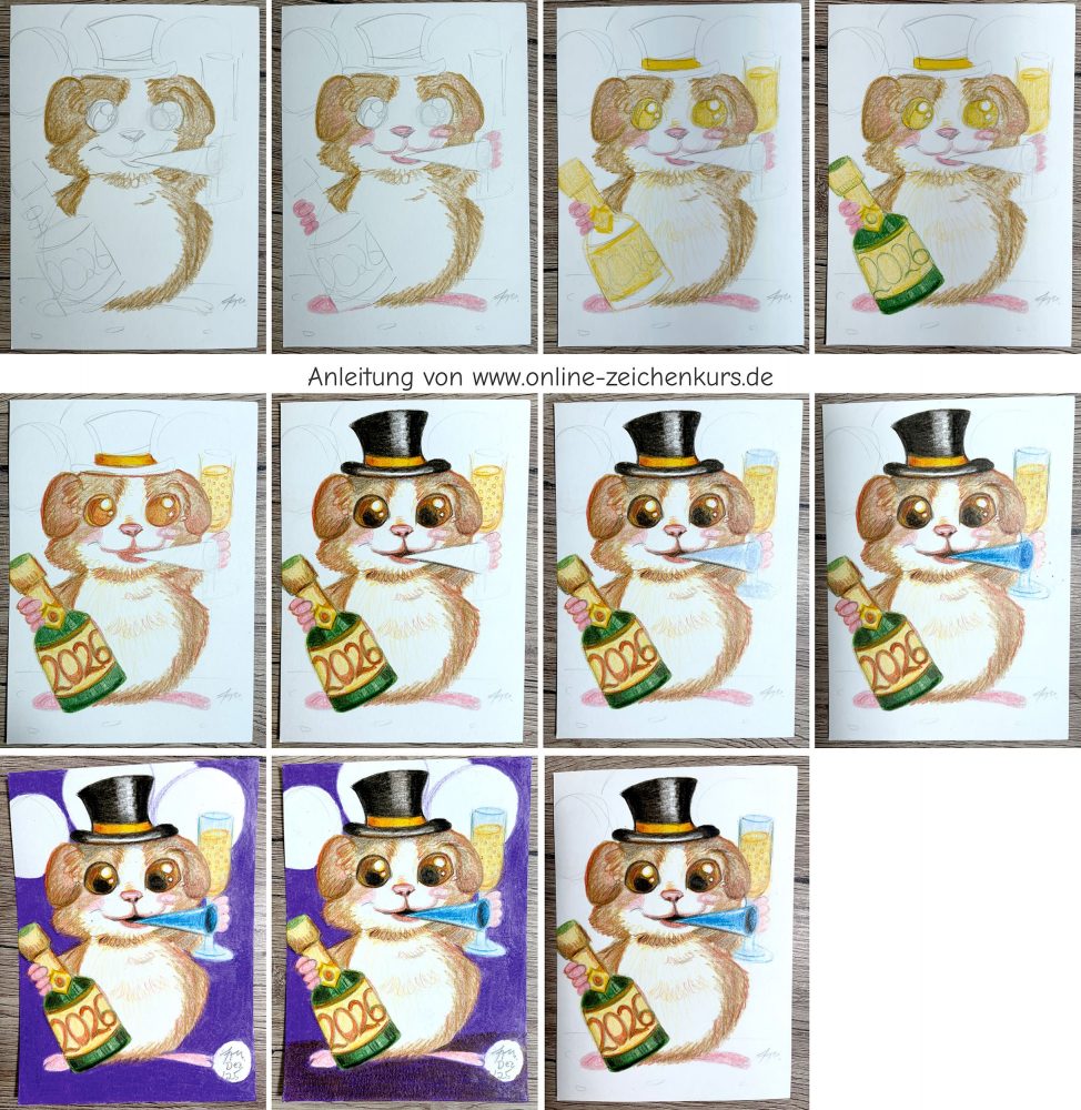 Neujahrs Meerschweinchen Kolorierung WiP