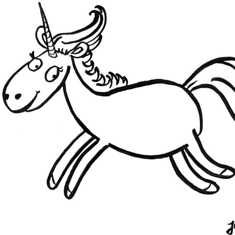 Einhorn zeichnen - Tuschekonturen