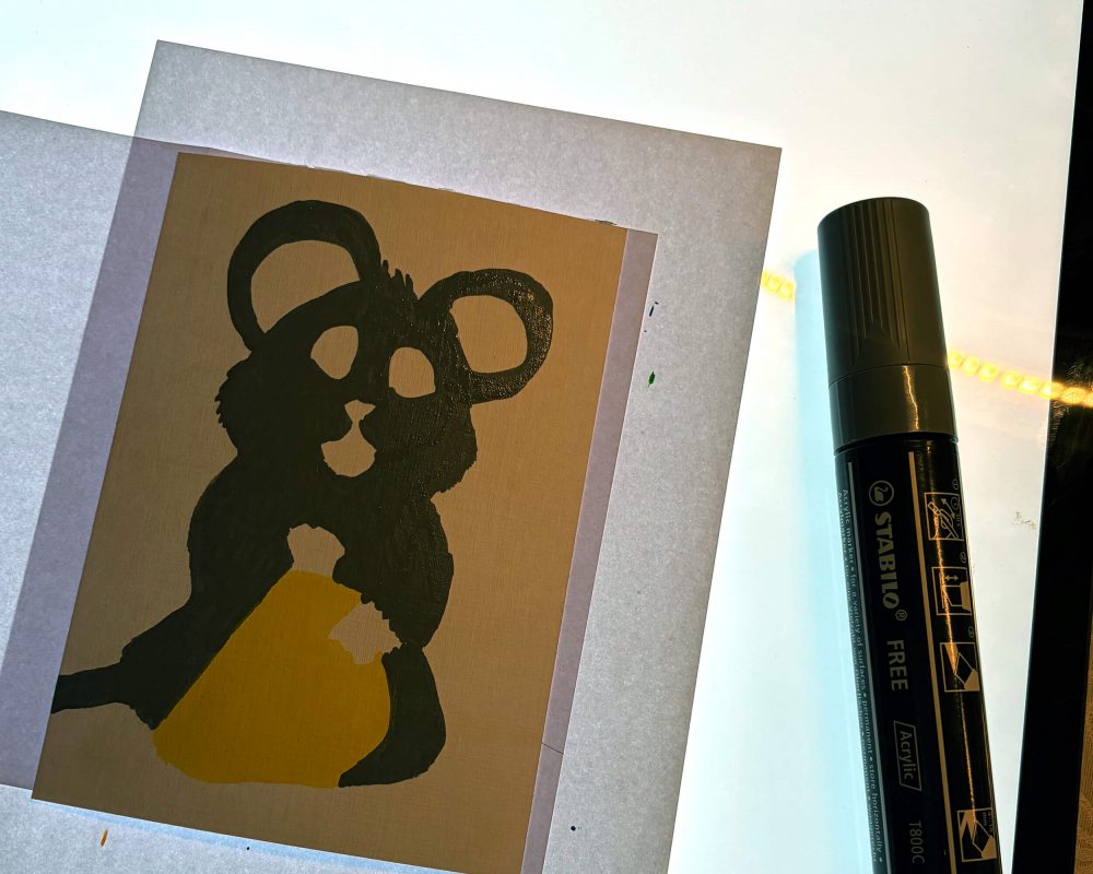 Käsemaus WiP malen mit Lichtpad