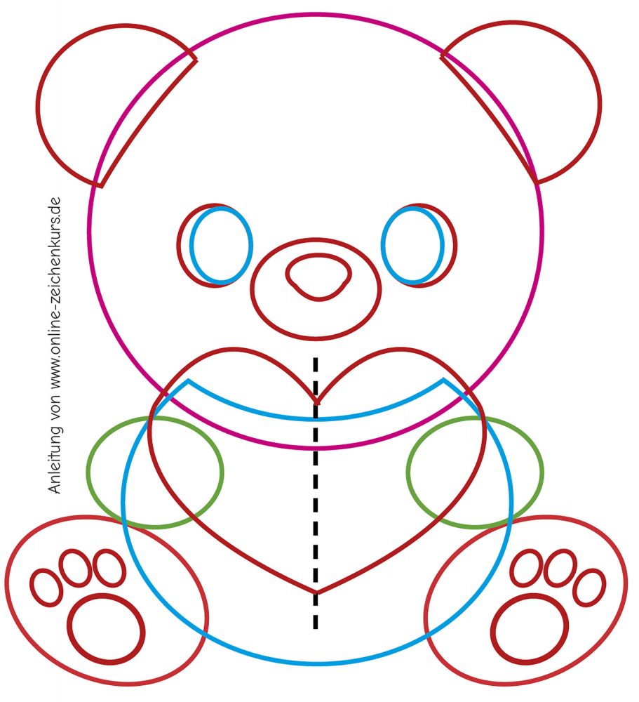 Bäriger Valentinsgruß basteln Schnittmuster