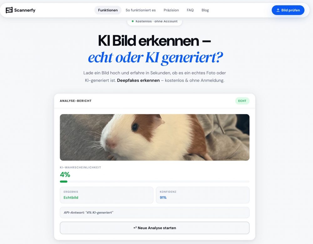 KI Bilder erkennen – Deepfake und AI Detektor Scannerfy