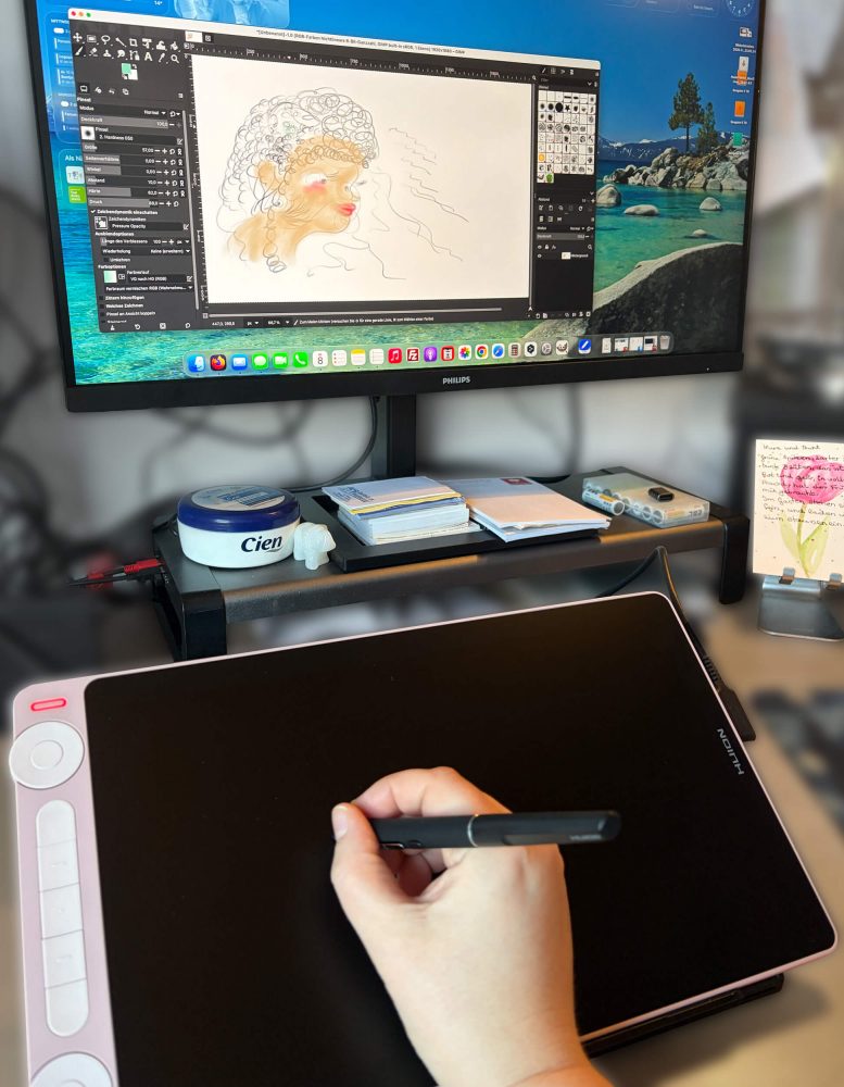 Huion Kamvas 13 Gen 3 in Benutzung mit Gimp am iMac