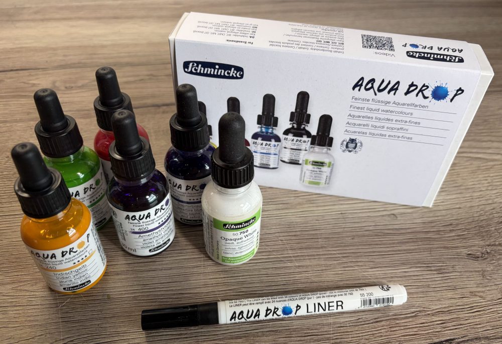 Schmincke Aqua Drop flüssige Aquarellfarbe und Aqua Drop Liner