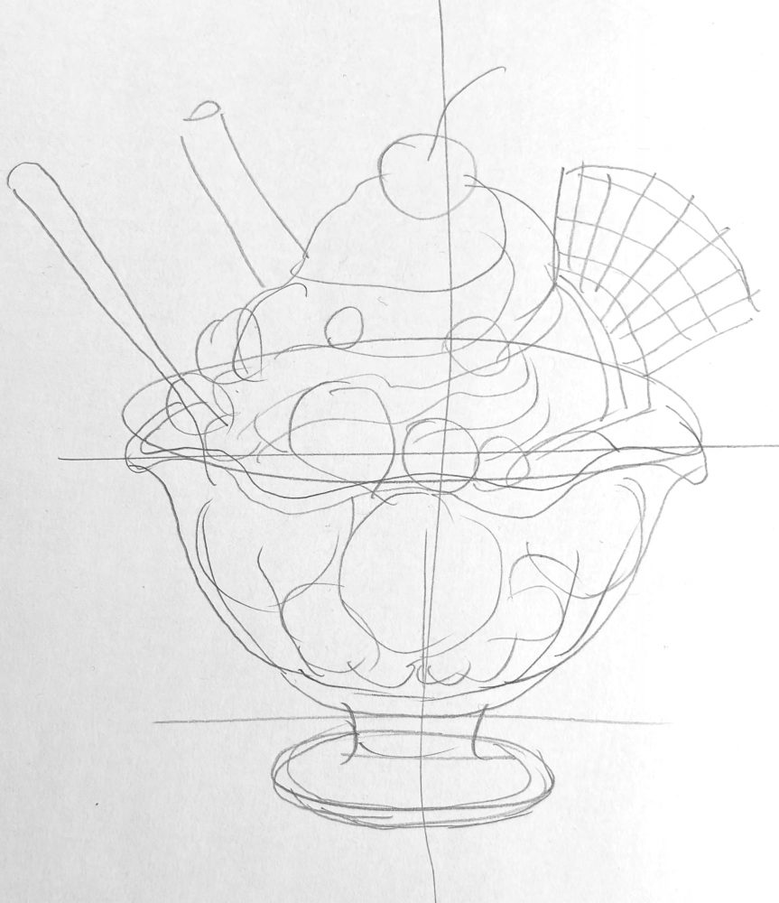 Breiten Eisbecher zeichnen