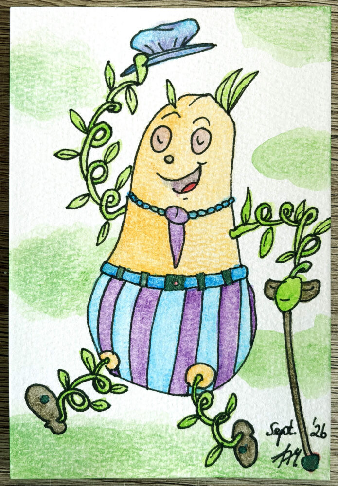 Postkarte: Wanderkürbis Aquarell malen
