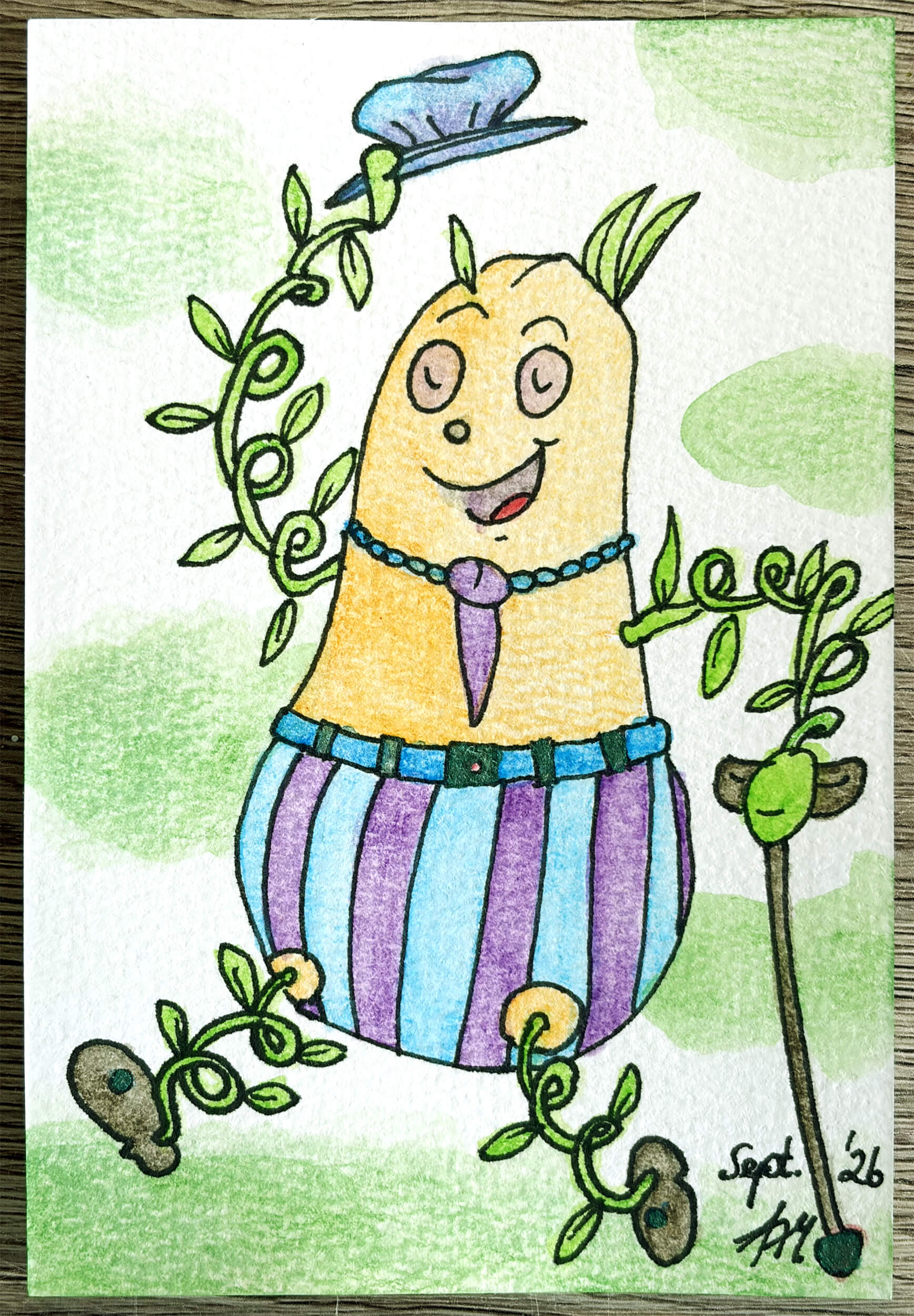 Fertiges Wanderkürbis Aquarell