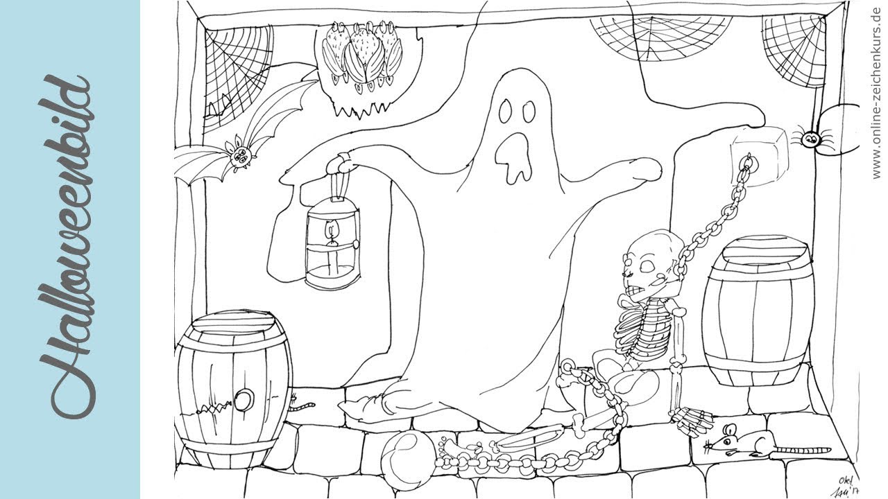 5 gruselige Halloween Ausmalbilder für Jung und Alt & zum Verteilen